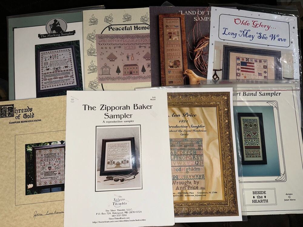 Lot Of 8 Samplers Americana Alphabet American Cross Stitch Patterns